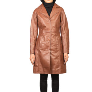 Women’s Brown Leather Long Coat