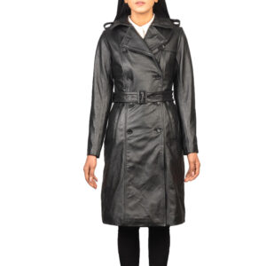 black leather trench coat