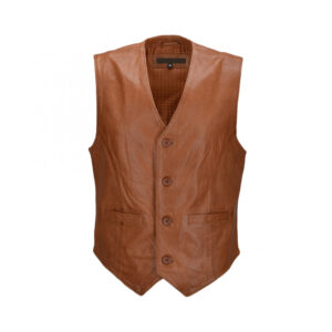 brown leather vest