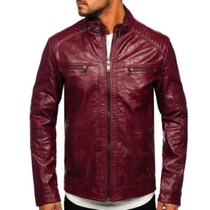 Men’s maroon leather jacket