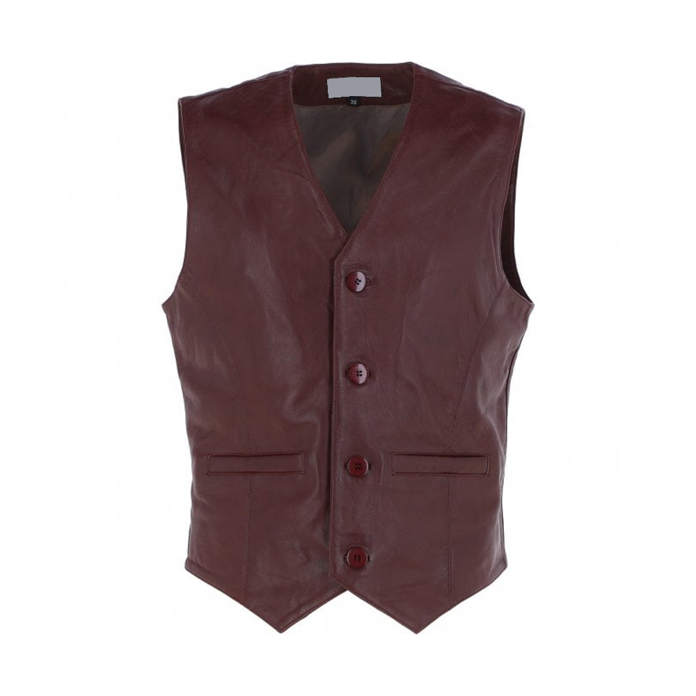 Leather Waistcoat Mid Brown
