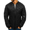 Black Quilted Bomber Jacket