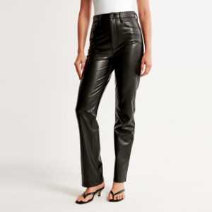Slim-Fit Leather Look Pants