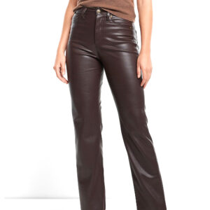 Straight-Leg Leather Look Pants
