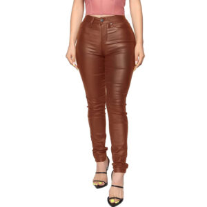 Brown Skinny Faux Leather Pants