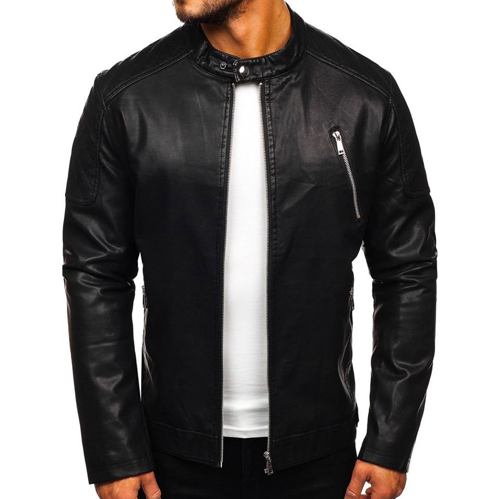 black leather jacket men
