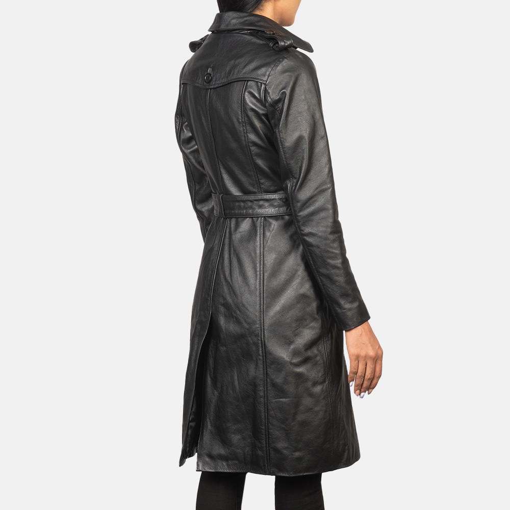 black leather trench coat - Image 2