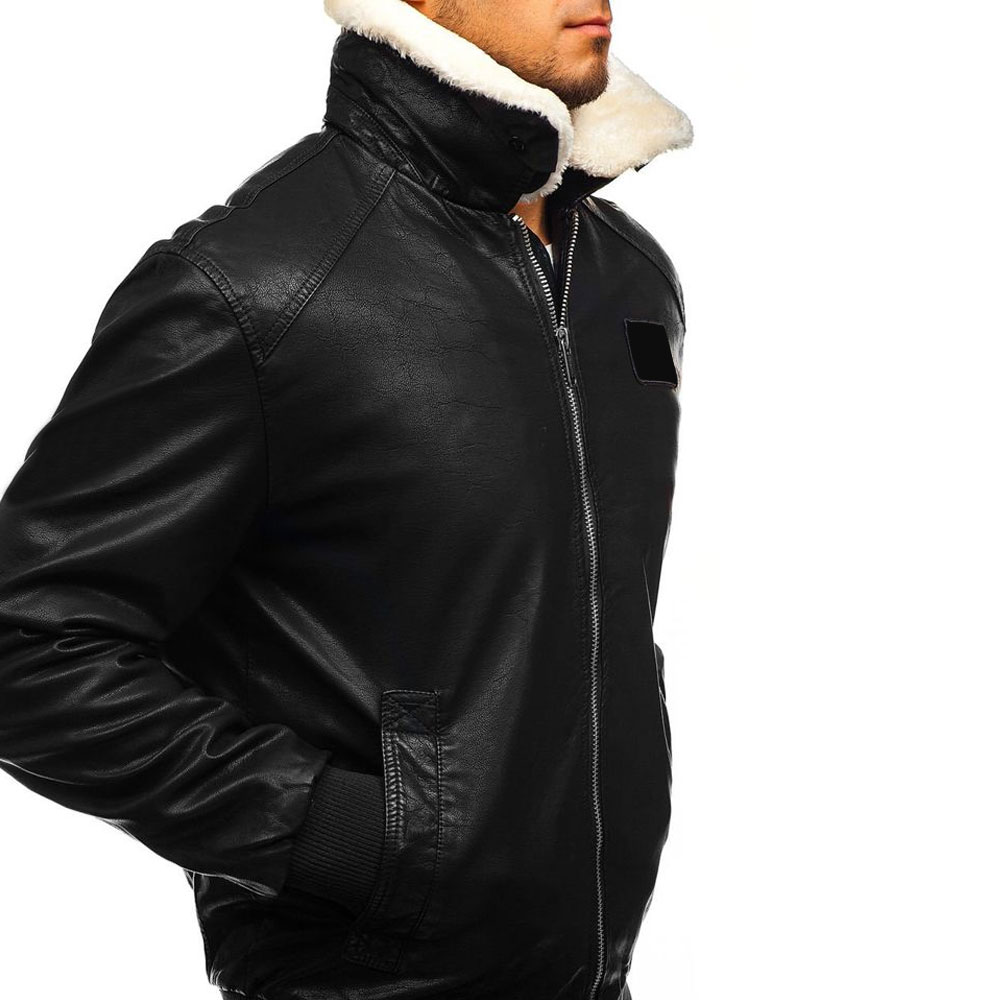 man black leather jacket - Image 2