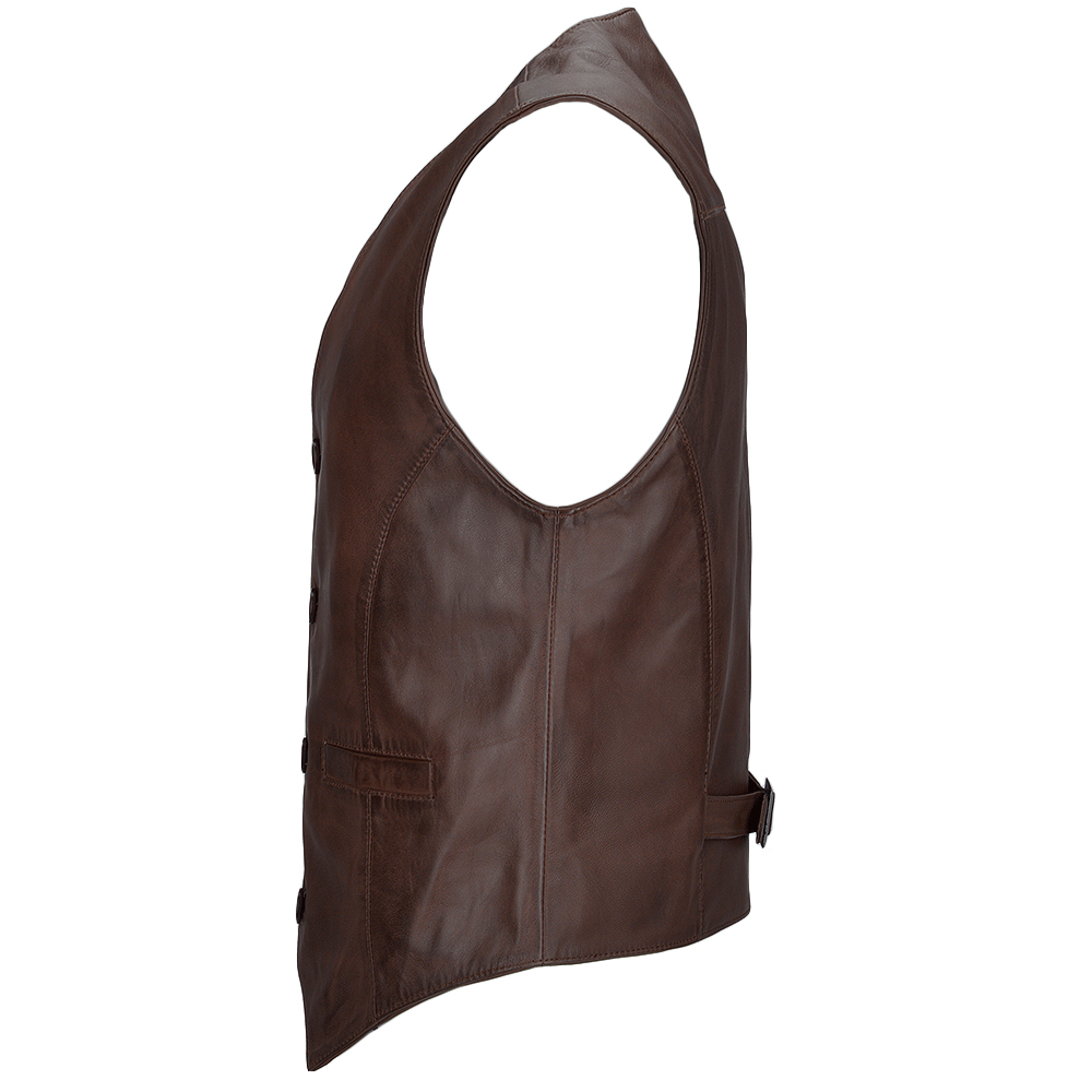 Chocolate Brown Leather Vest - Image 2