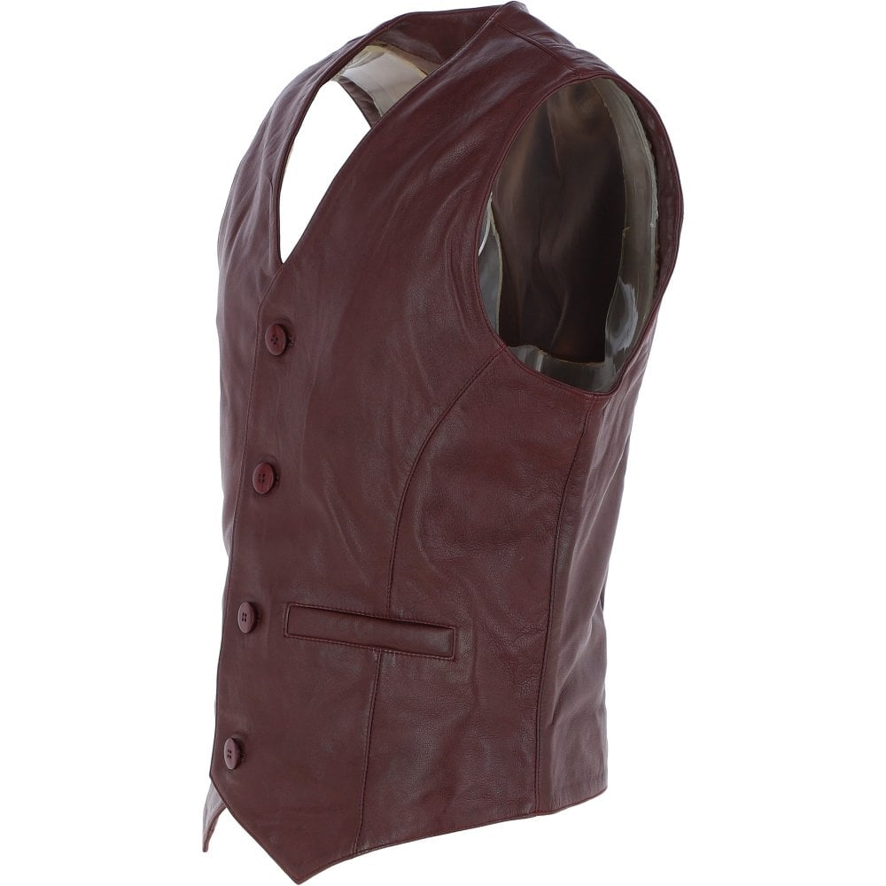 Leather Waistcoat Mid Brown - Image 2