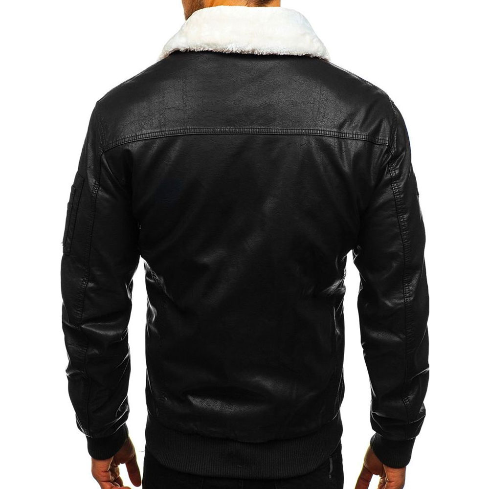 man black leather jacket - Image 3