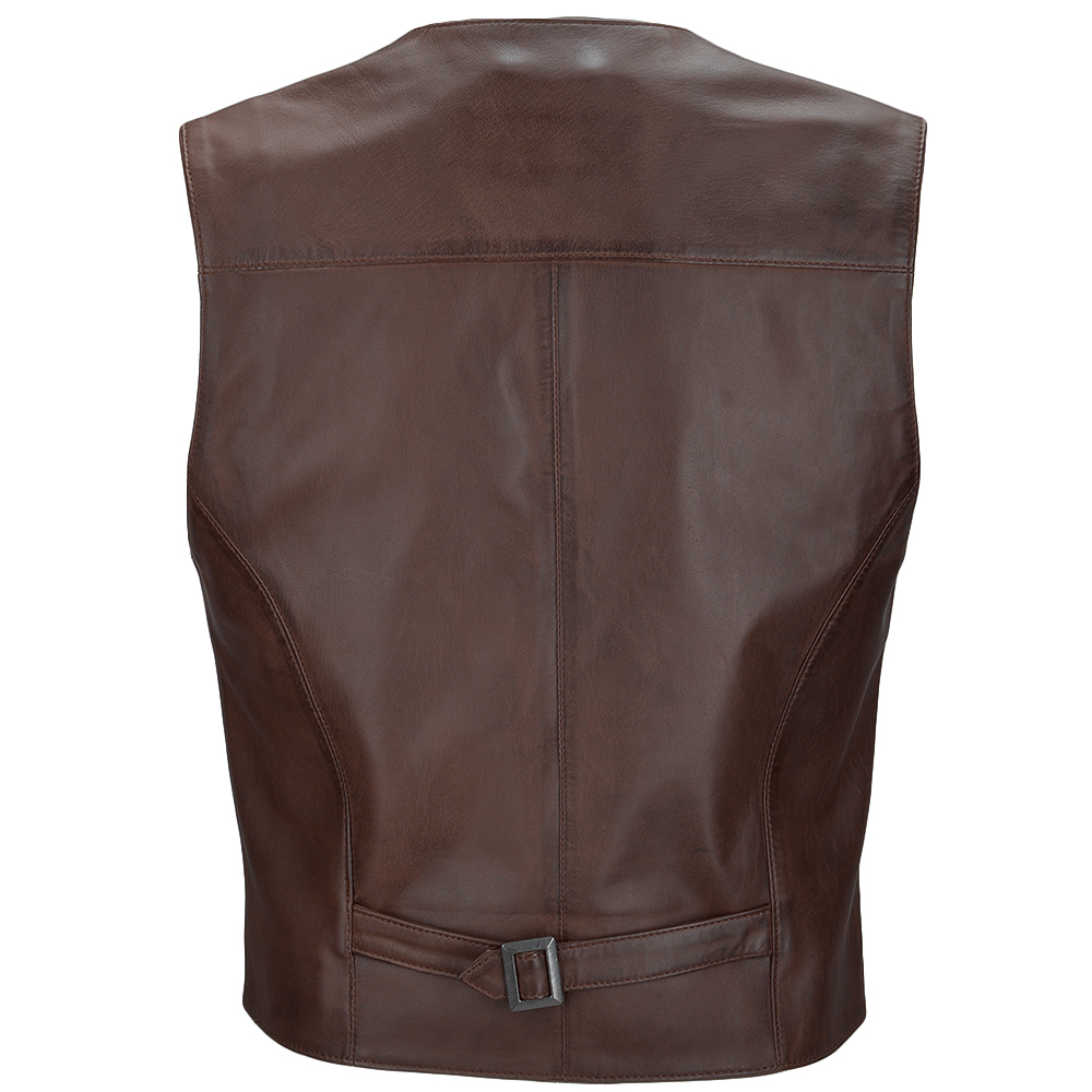 Chocolate Brown Leather Vest - Image 3