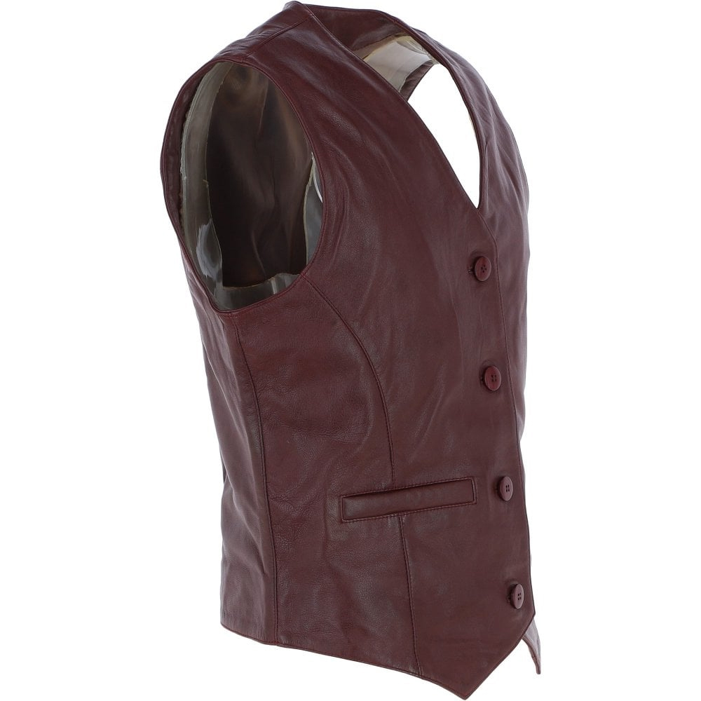 Leather Waistcoat Mid Brown - Image 3