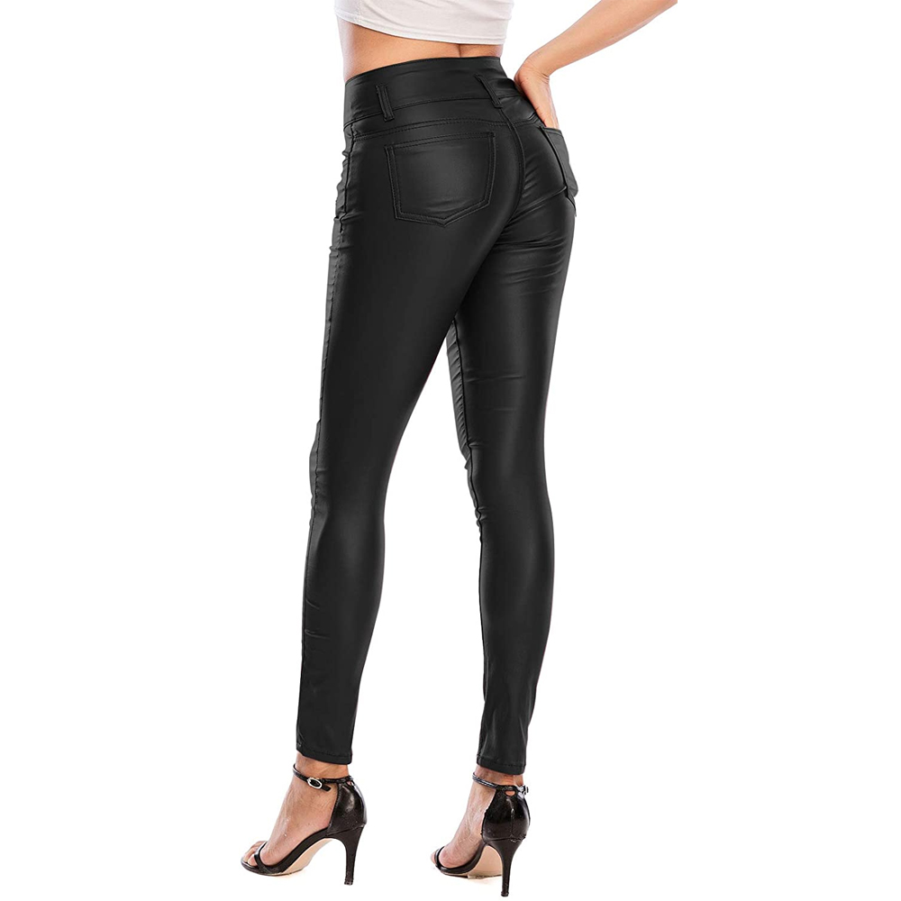 Black Faux Leather Skinny Pants - Image 3