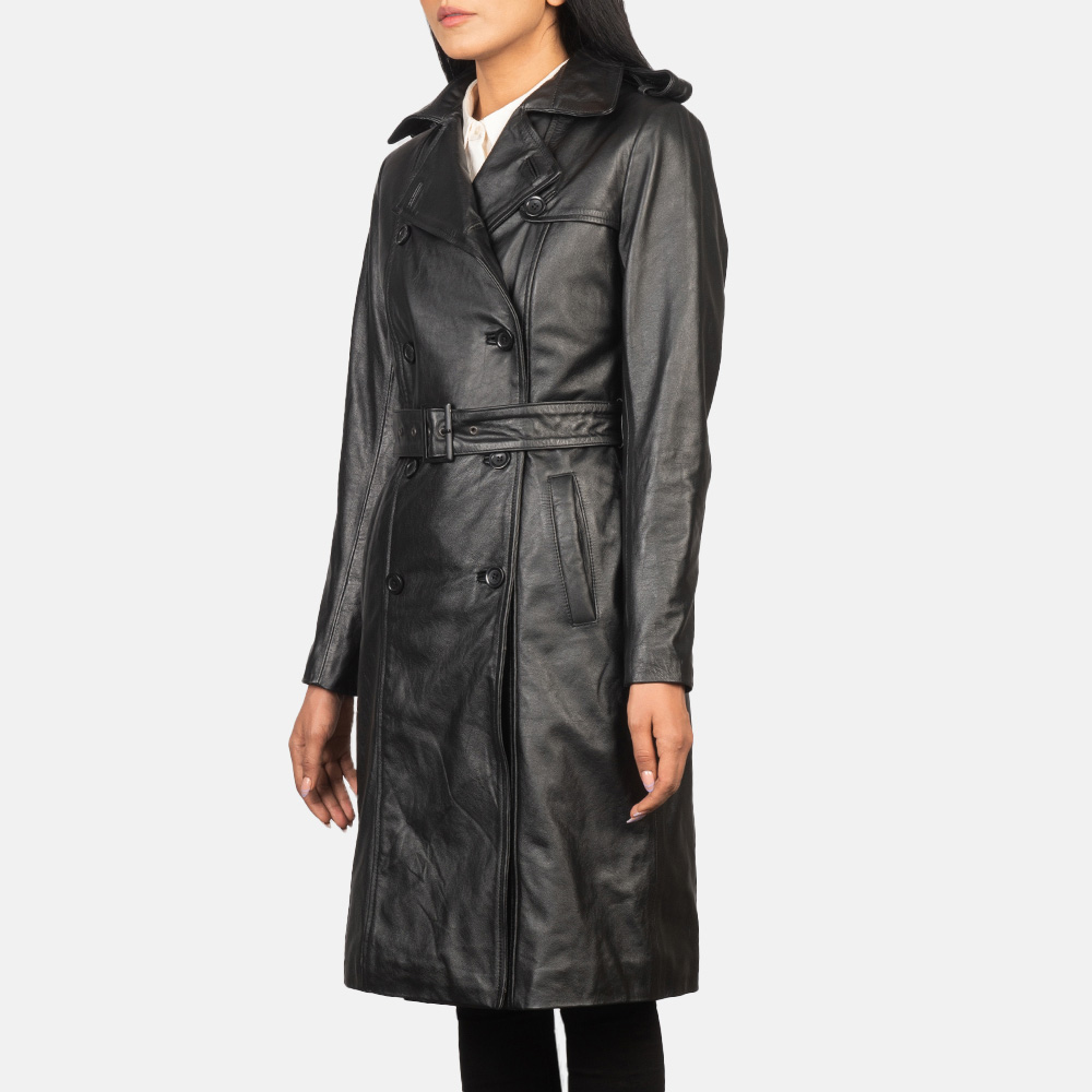 black leather trench coat - Image 4
