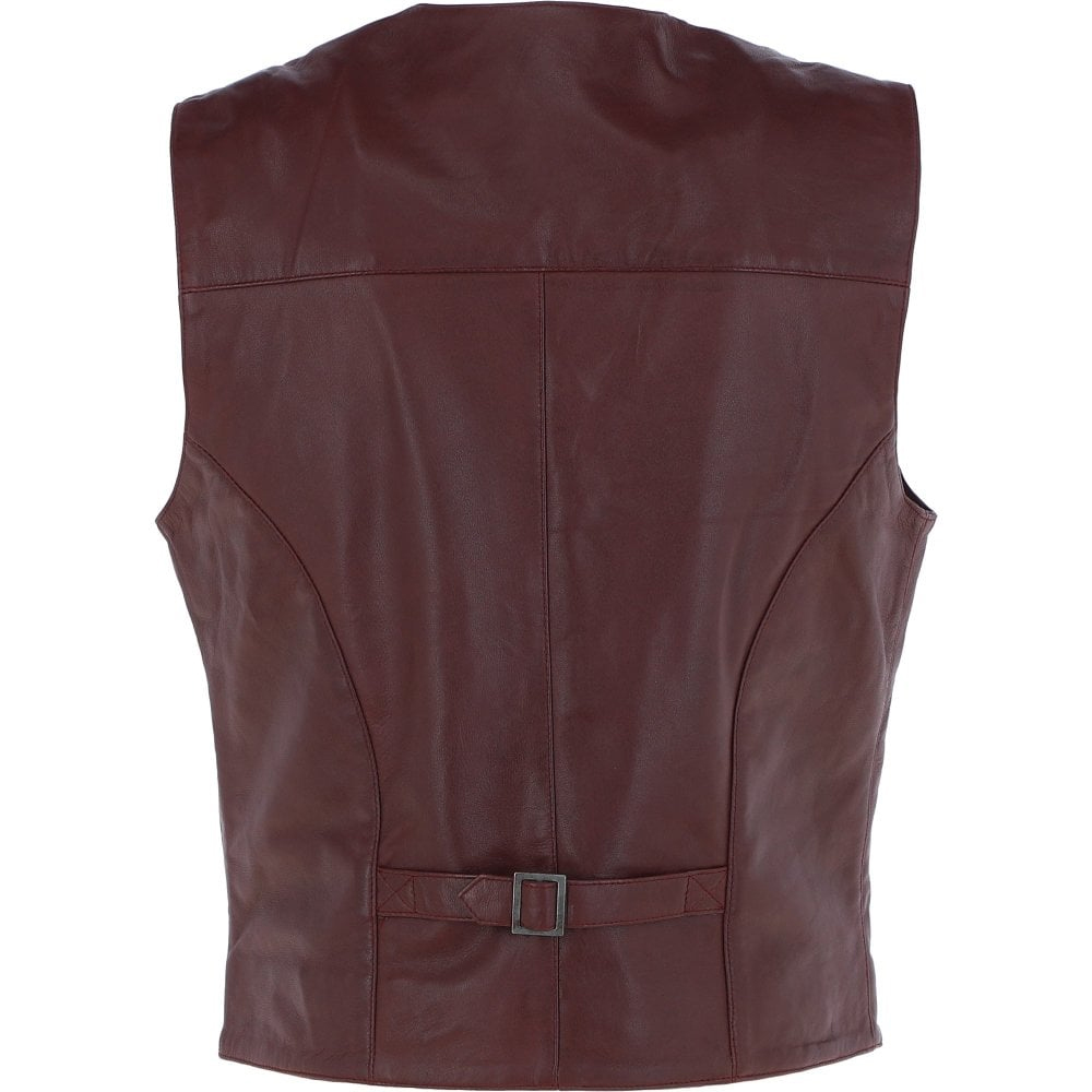 Leather Waistcoat Mid Brown - Image 4