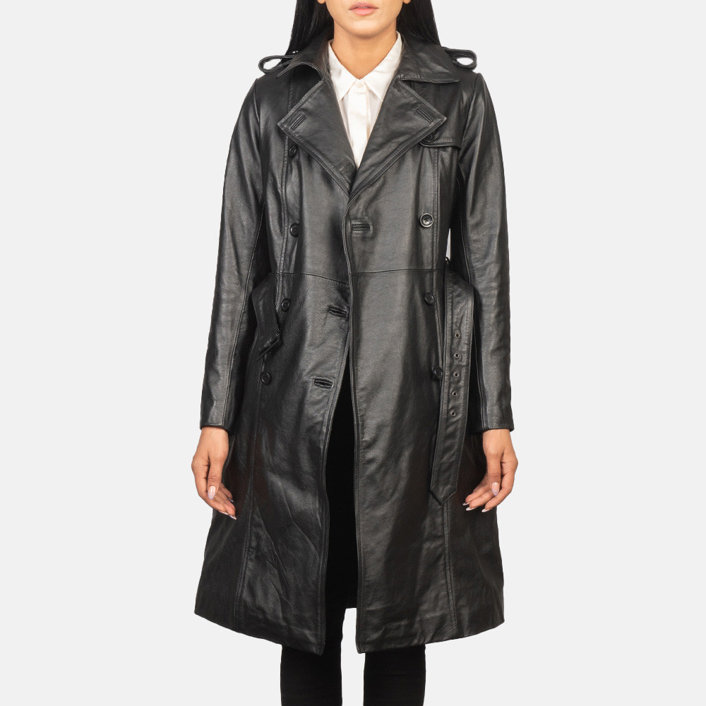black leather trench coat - Image 5