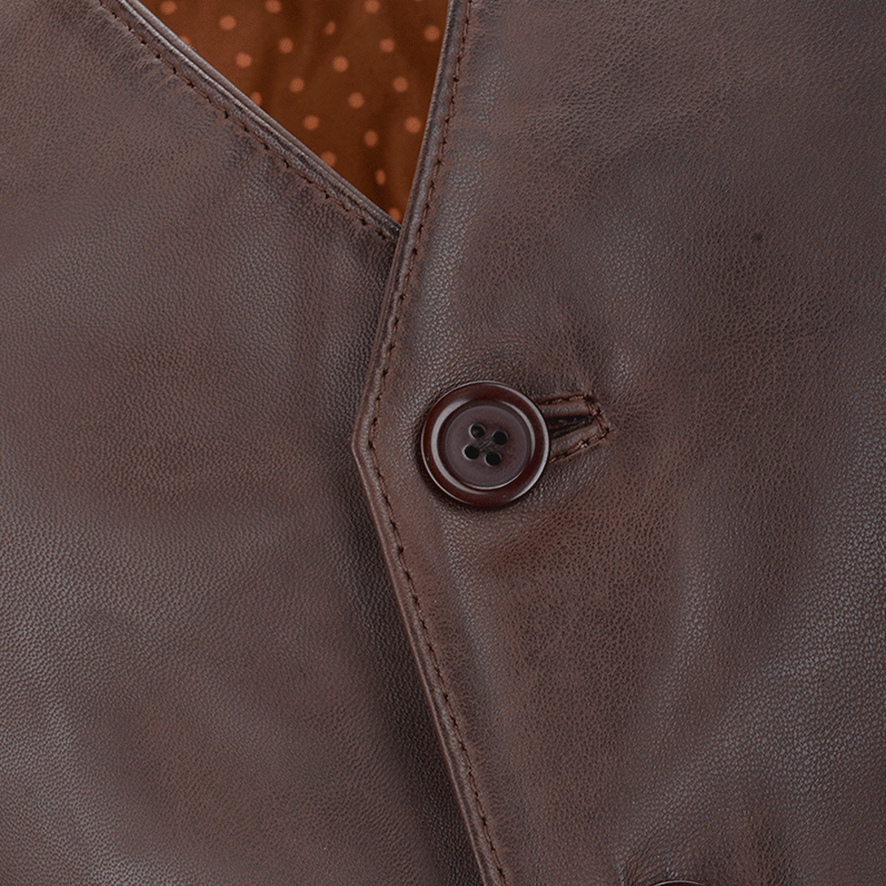 Chocolate Brown Leather Vest - Image 5