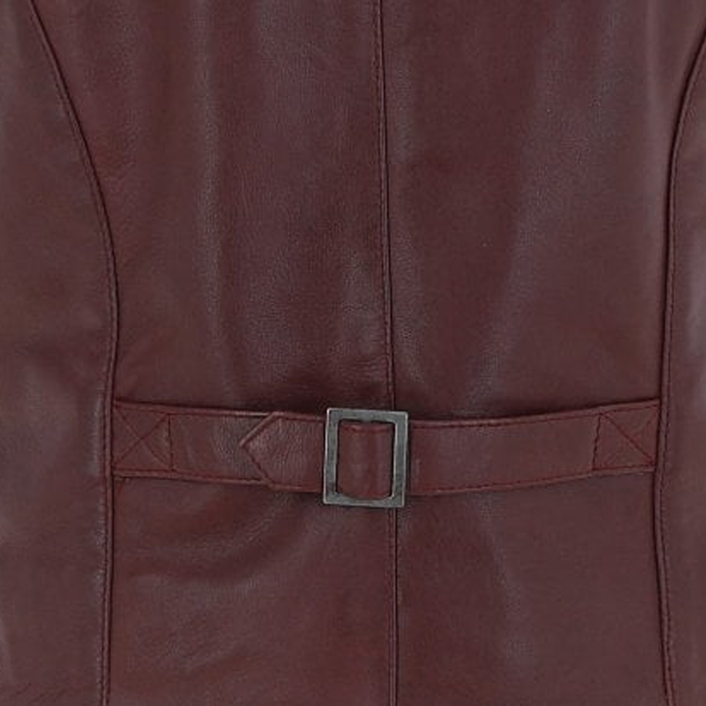 Leather Waistcoat Mid Brown - Image 5