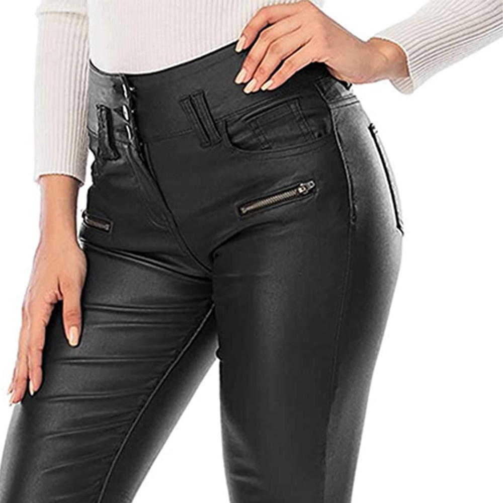 Black Faux Leather Skinny Pants - Image 6