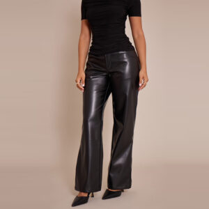Womens Faux Leather Slim-Fit Tapered Trousers