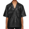 Faux Leather Shirt Men