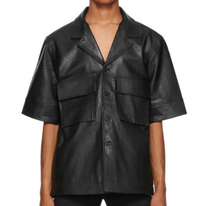 Faux Leather Shirt Men