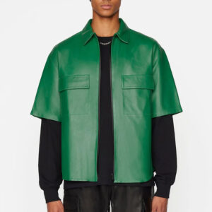 Stylish Men’s Leather Shirt with Short Sleeves