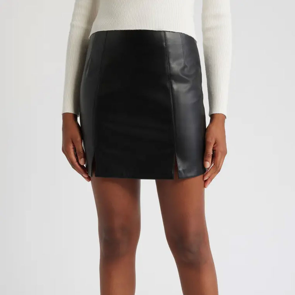 Women's Leather Skirt Hip High Waisted Stretchy