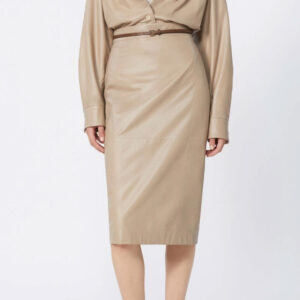 Nappa leather pencil skirt - Sand