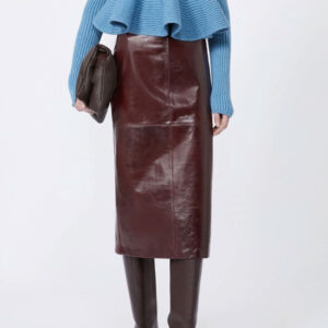 Comma Leather Skirt - Burgundy