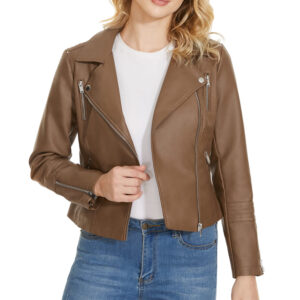 Women's Classic Brown Biker Jacket
