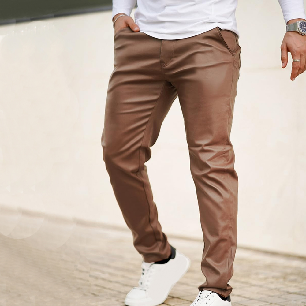 Men's Premium Brown Leather Pants - Image 2