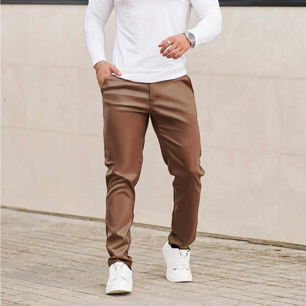 Men's Premium Brown Leather Pants - Image 4