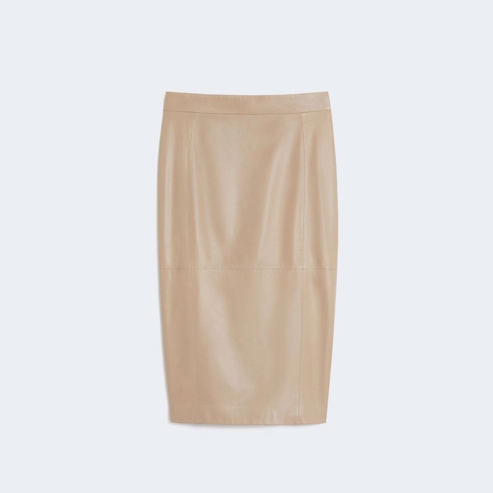Nappa leather pencil skirt - Sand - Image 4