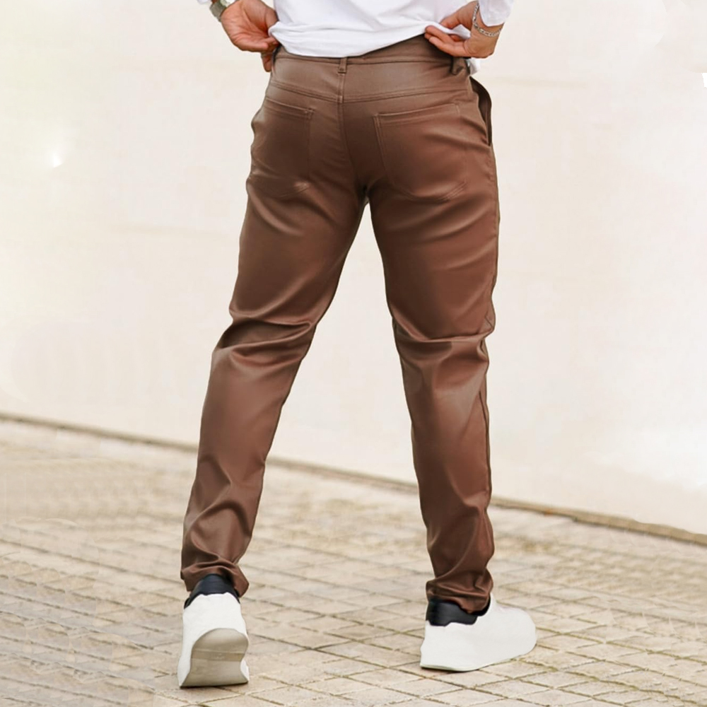 Men's Premium Brown Leather Pants - Image 5