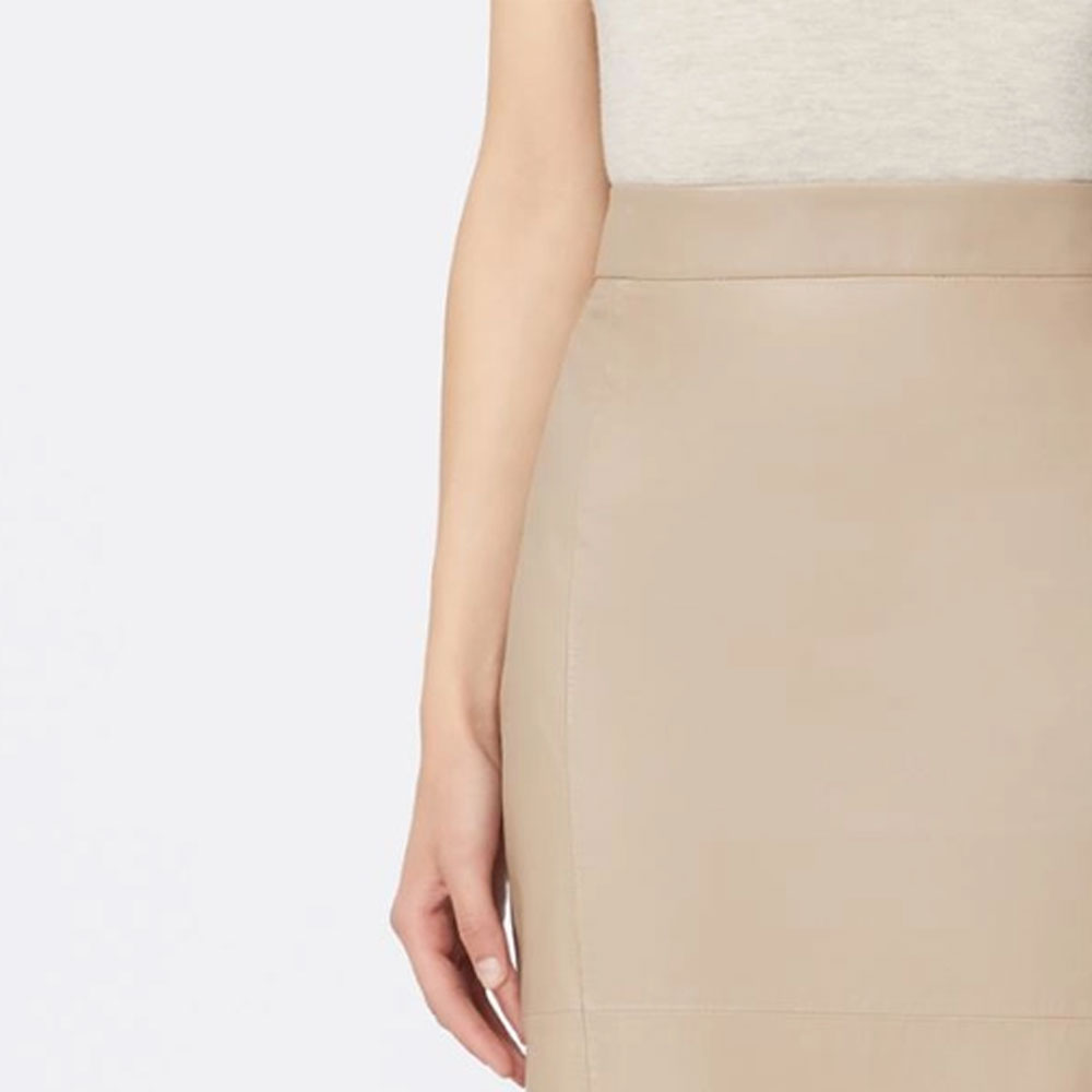 Nappa leather pencil skirt - Sand - Image 5
