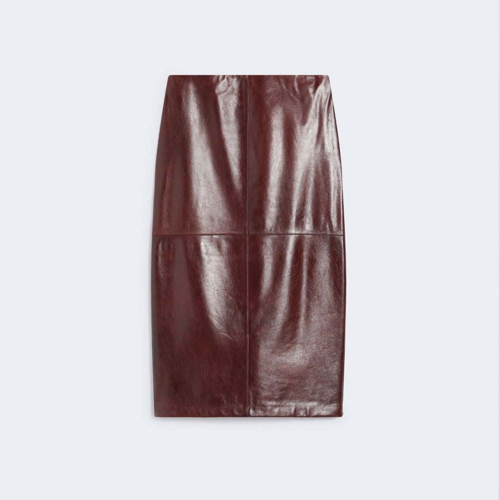 Comma Leather Skirt - Burgundy - Image 5