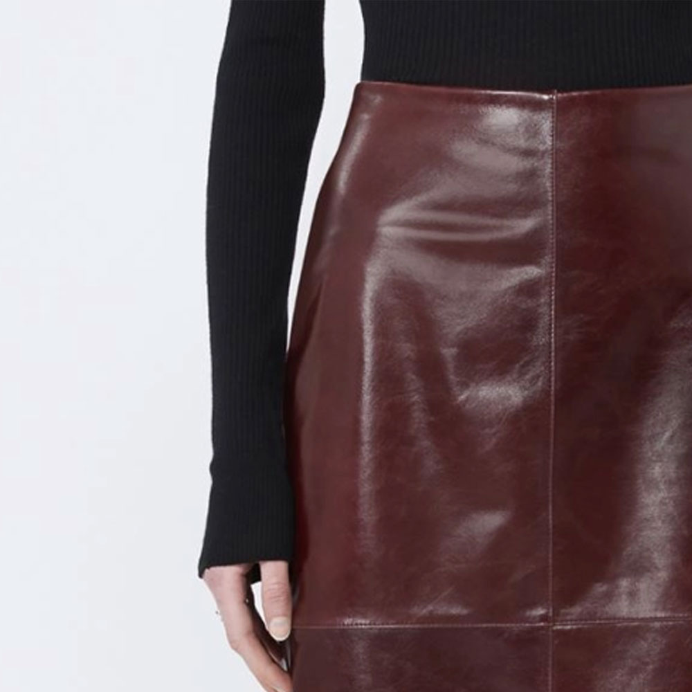 Comma Leather Skirt - Burgundy - Image 6