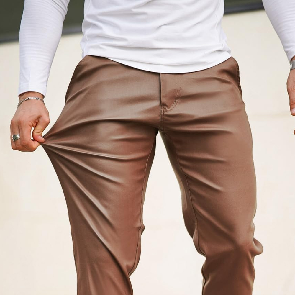 Men's Premium Brown Leather Pants - Image 7