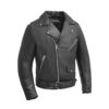 Men's Black Motorbike Jacket with Front Zip Closure