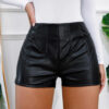 Women’s High Waist Leather Shorts front view