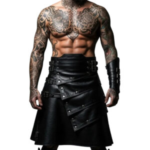 Men's Black Leather Kilt – Modern Leather Kilt