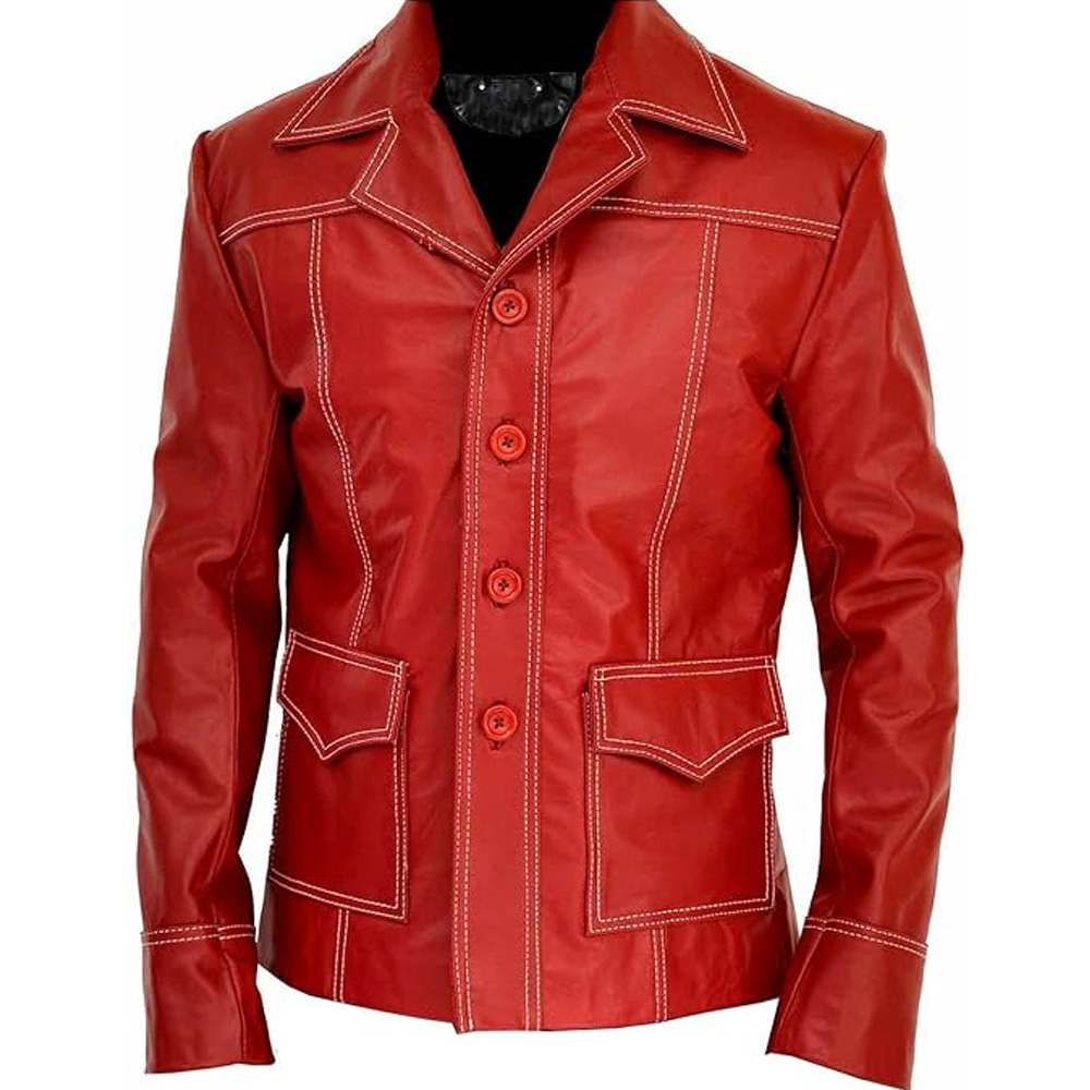 Brad Pitt Style Mens Leather Jacket