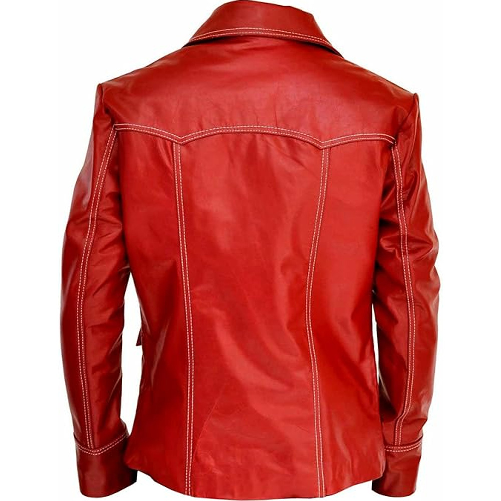 Brad Pitt Style Mens Leather Jacket - Image 3