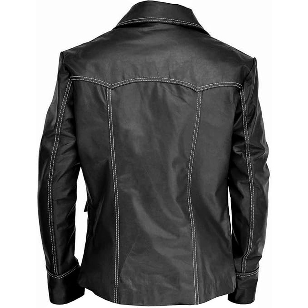 Brad Pitt Style Mens Leather Jacket - Image 7