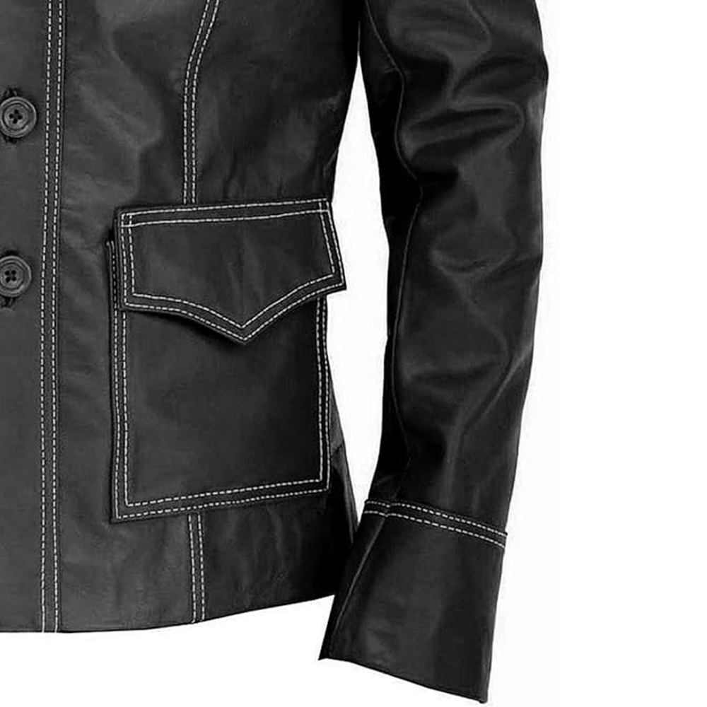 Brad Pitt Style Mens Leather Jacket - Image 8