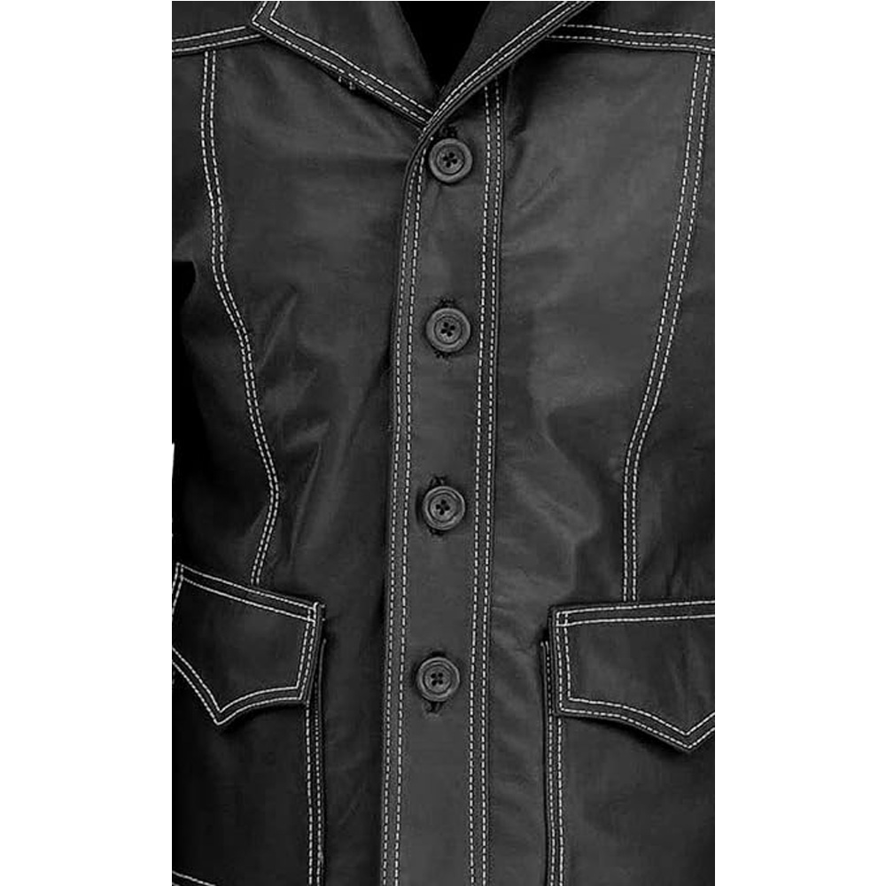 Brad Pitt Style Mens Leather Jacket - Image 9