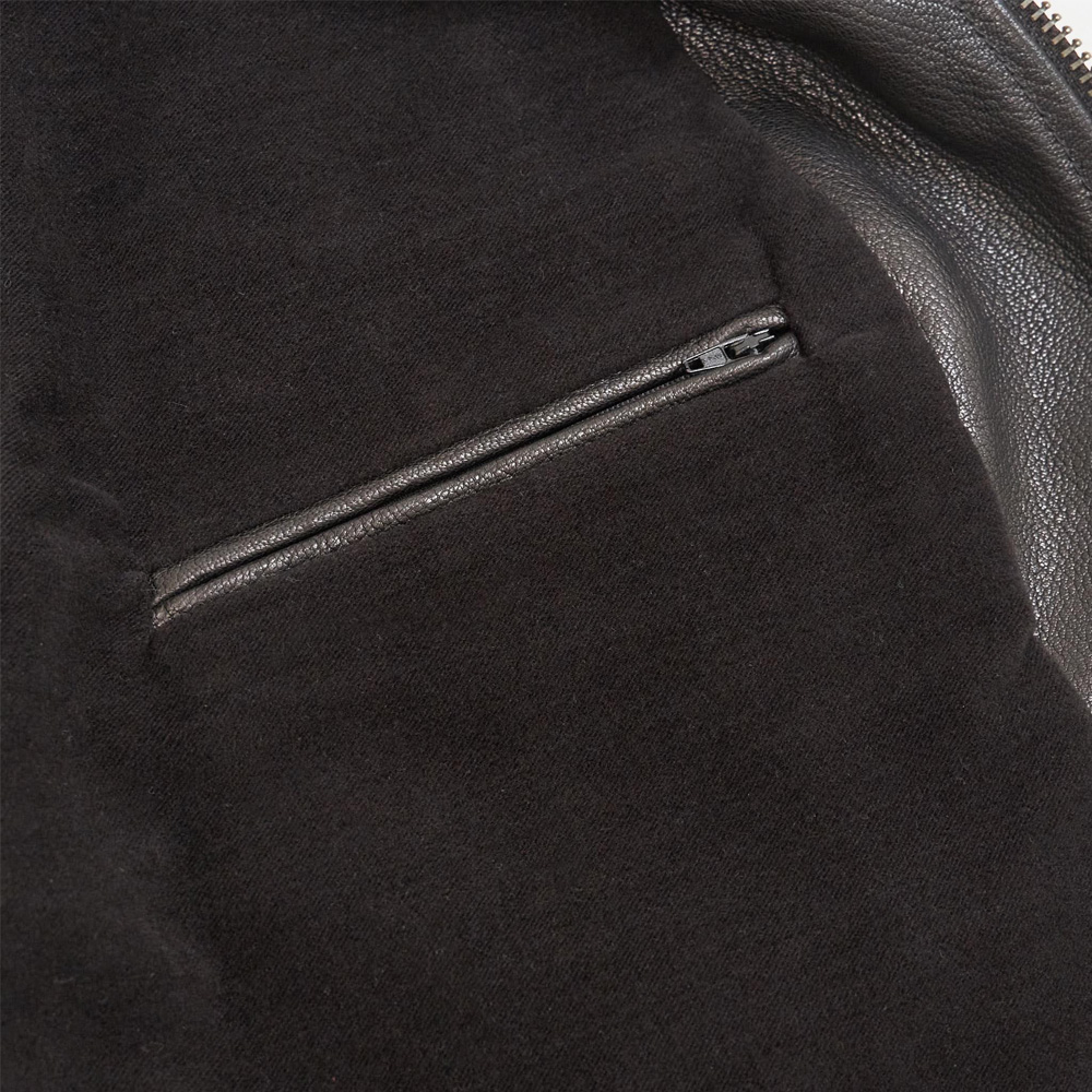 Men’s Cafe Racer Leather Jacket – Racing Stripe Biker - Image 5