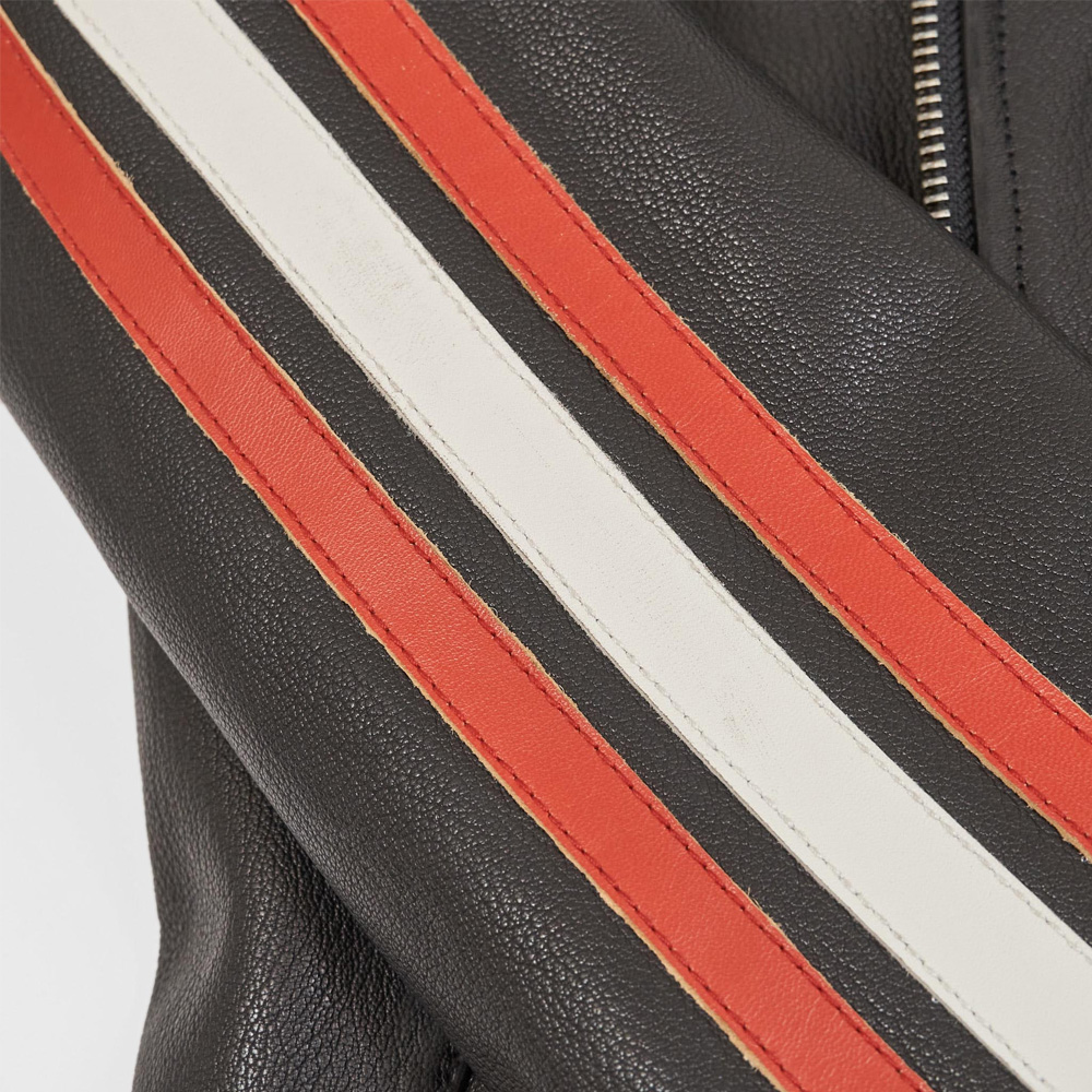 Men’s Cafe Racer Leather Jacket – Racing Stripe Biker - Image 6